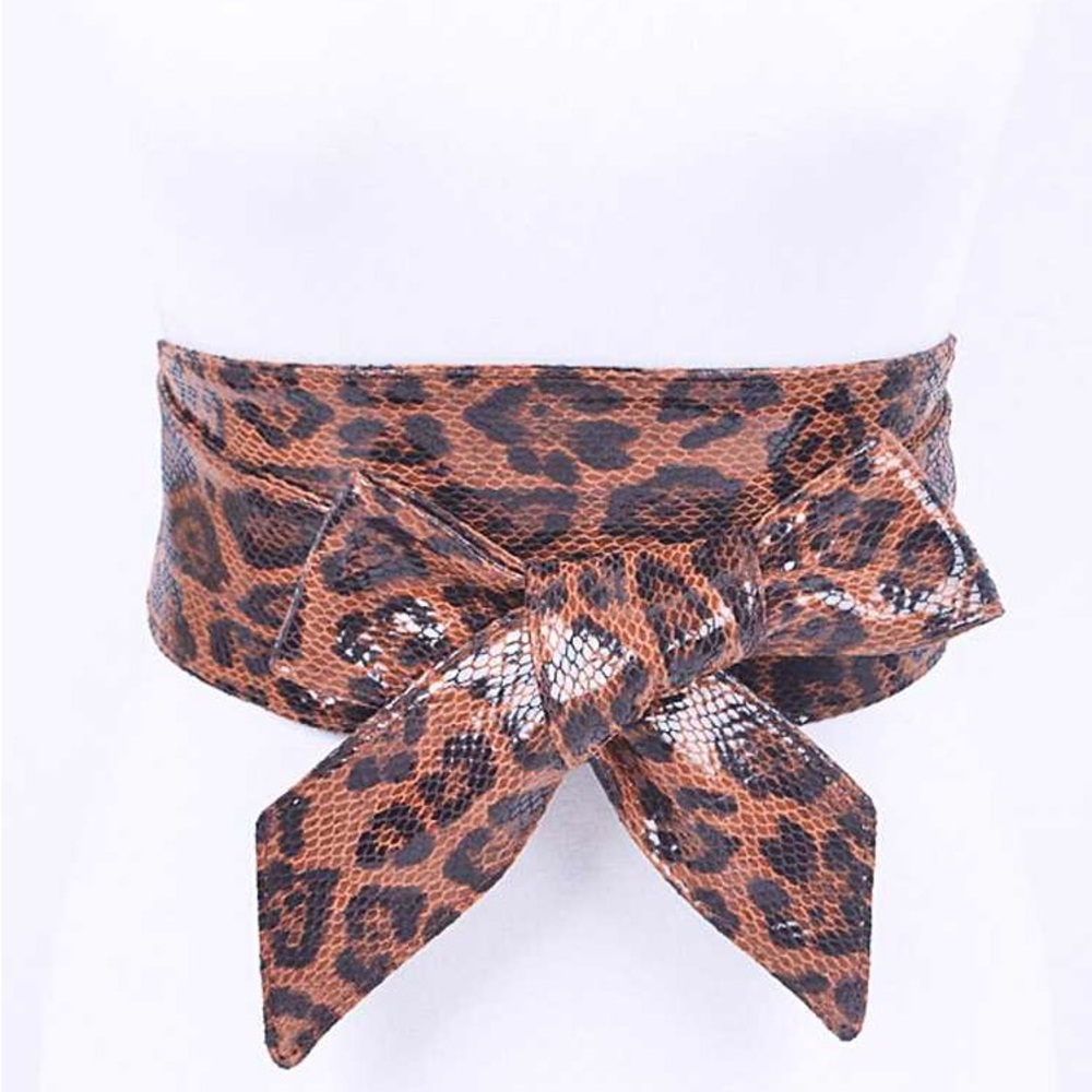 Leopard Animal Print FreeStyle Wrap Obi Statement Belt